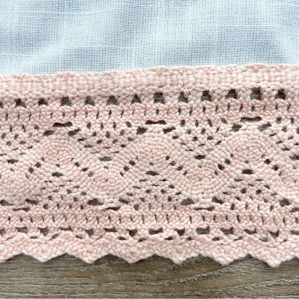 Embroidered White‎ Floral Peach Crochet Trim Hand-towel Bathroom Powder-room